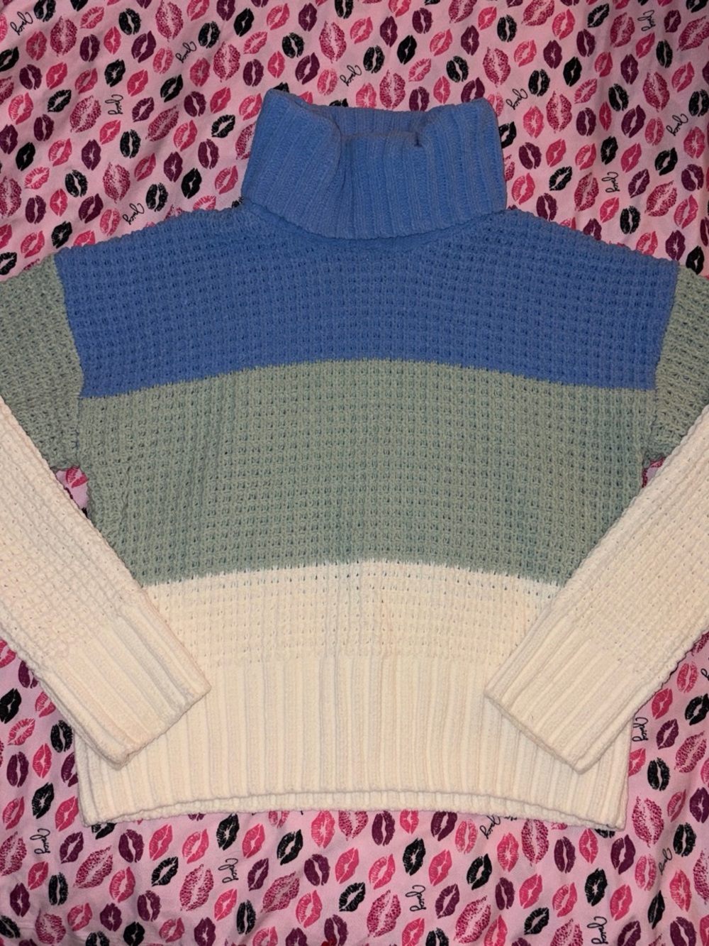 Hippie Rose knit colorblock turtleneck sweater
